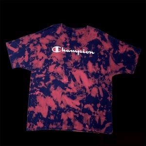 Tie Dye Upcycled Hand Bleach Dyed Champion T-Shirt Size XXL